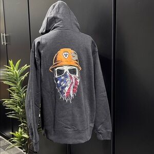 Ariat Rebar Born For This Full Zip Hoodie,Skelton Hardhat,American Flag mask